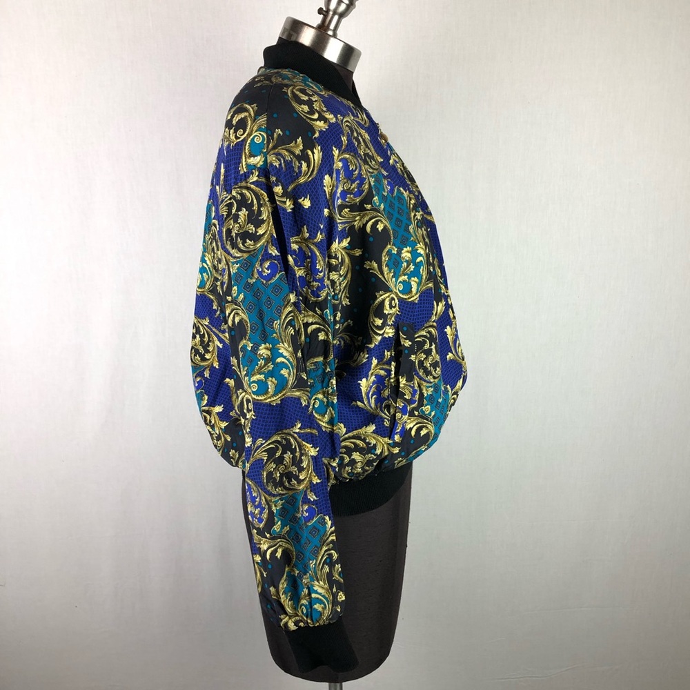 Vintage Sunny Leigh Print Silk Bomber Jacket Small - Picture 3 of 7